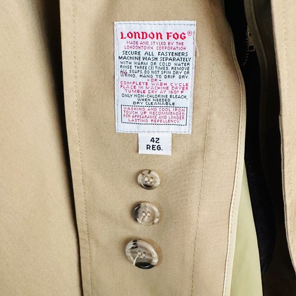 Vintage 70s London Fog Trench Coat Warm Fleece Lining 42R Colombo SB NWOT ACTWU - Picture 7 of 14